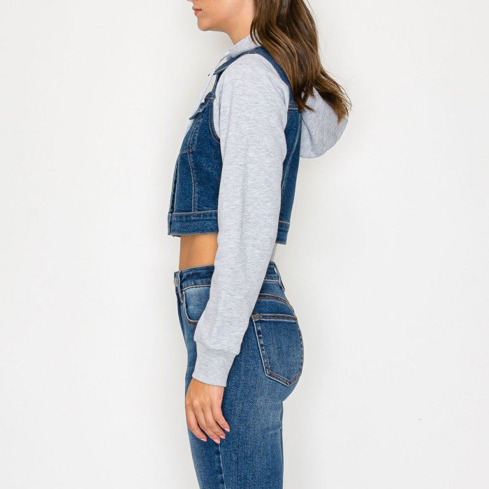 Wax Jeans - Women's French Terry Hooded Crop Jacket - 90373