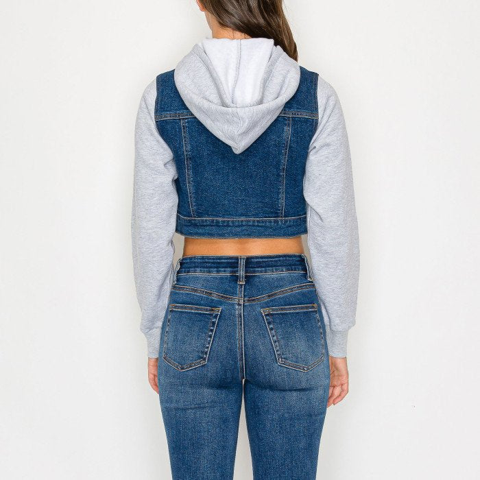 Chaqueta corta con capucha de felpa francesa para mujer Wax Jeans - 90373