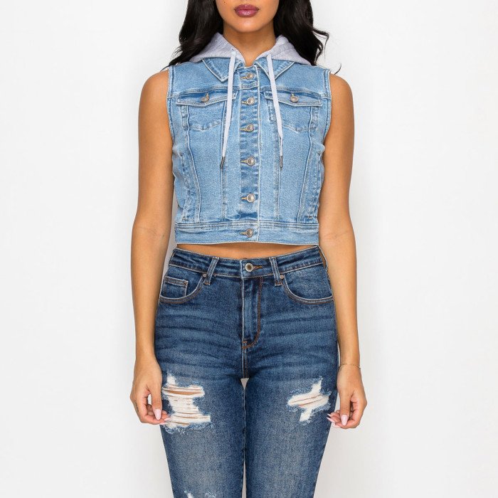 Wax Jeans - Women's French Terry Hooded Vest - 90374