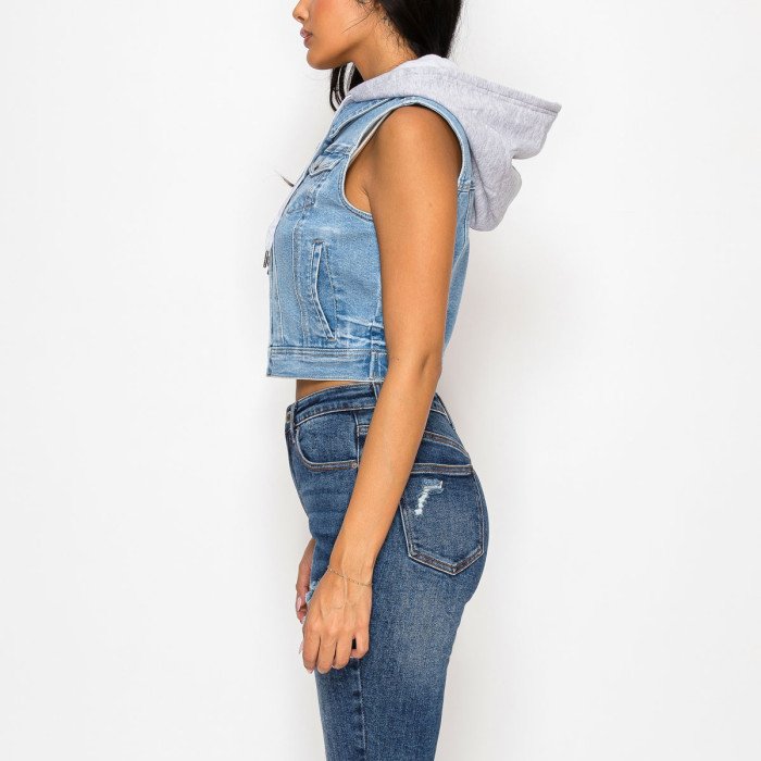 Wax Jeans - Chaleco con Capucha de Felpa Francesa para Mujer - 90374