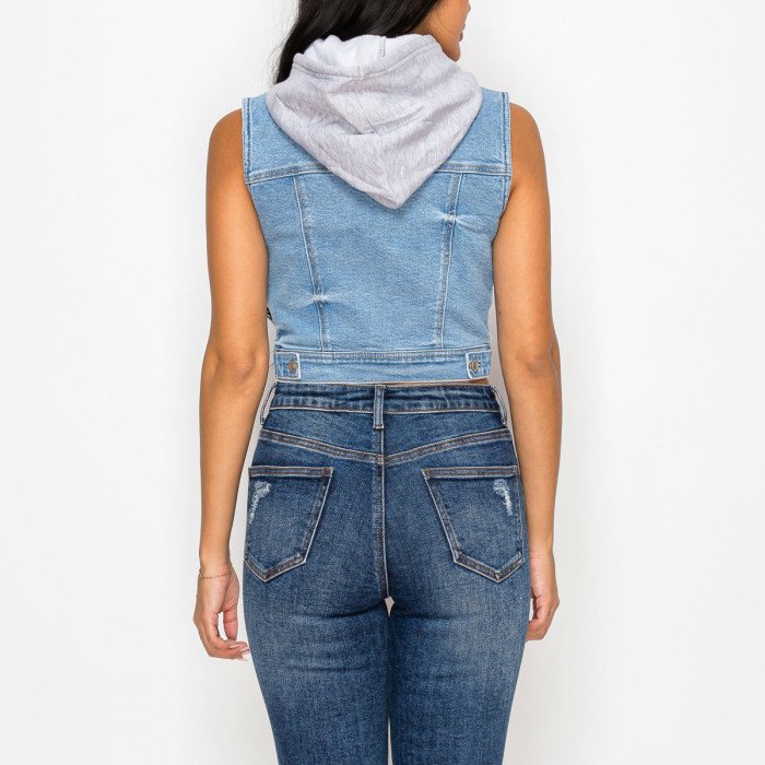 Wax Jeans - Chaleco con Capucha de Felpa Francesa para Mujer - 90374