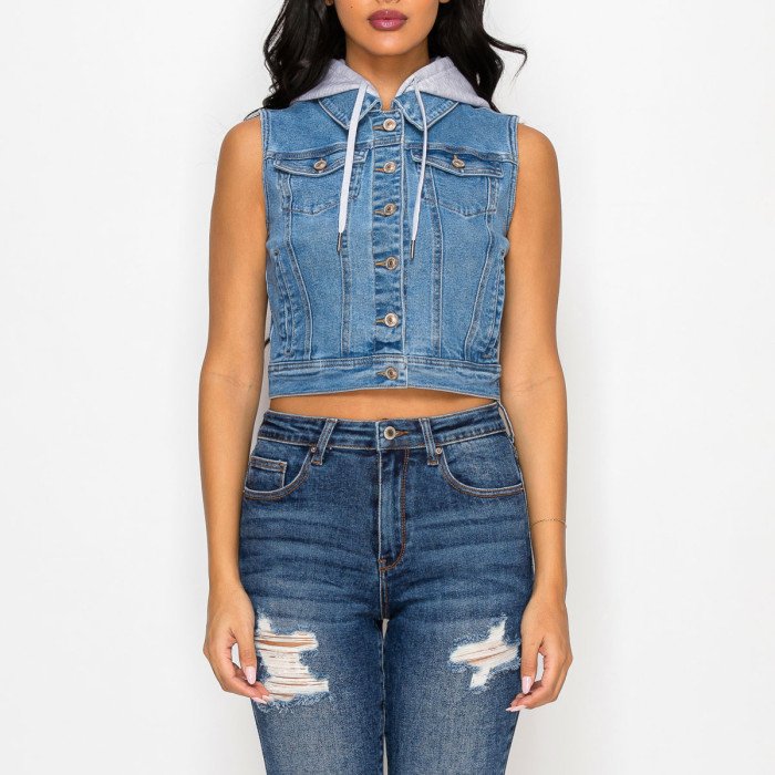 Wax Jeans - Women's French Terry Hooded Vest - 90374