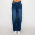 Wax Jean - Jeans rectos básicos ligeramente desgastados para mujer - 90412
