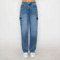 Wax Jean - Women's Cargo Pocket Straight Jeans - 90413