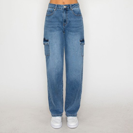 Wax Jean - Women's Cargo Pocket Straight Jeans - 90413