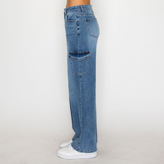 Wax Jean - Women's Cargo Pocket Straight Jeans - 90413
