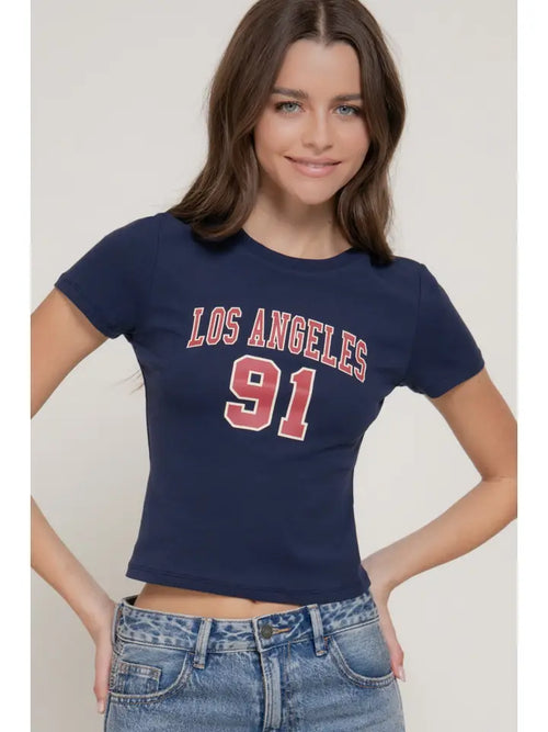Active USA - Camiseta estampada de manga corta y cuello redondo para mujer - T15106