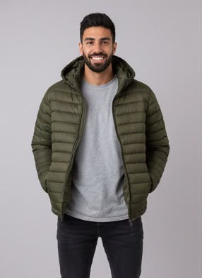 Men's Lightweight Hooded Puffer Jacket - RR8026