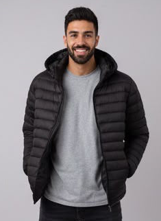 Men's Lightweight Hooded Puffer Jacket - RR8026