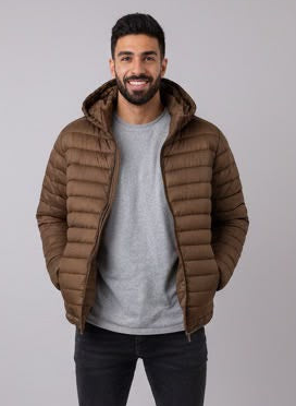 Men's Lightweight Hooded Puffer Jacket - RR8026