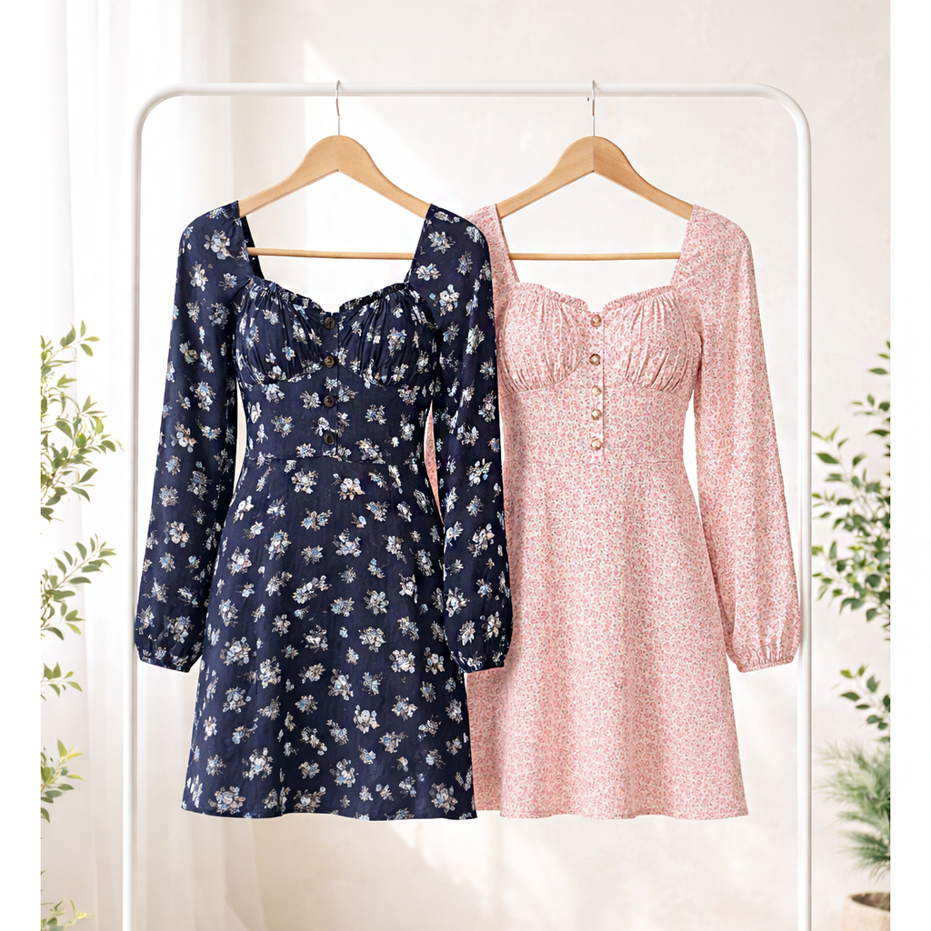 Colección Winslow - Minivestido floral con escote corazón y botones para mujer - A446366G94