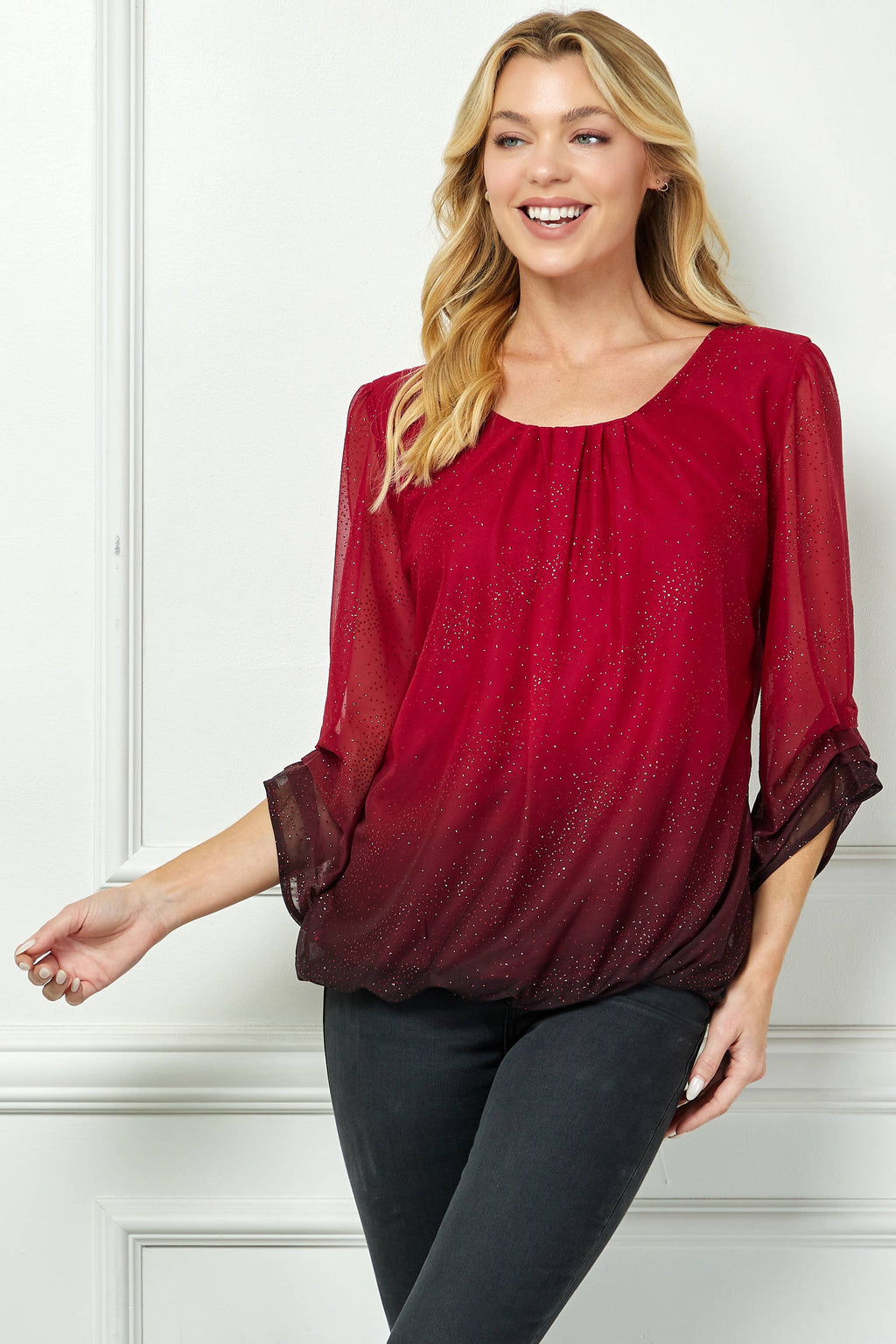 Winslow Collection - Women’s Radiance Ombre Sparkle Blouse - G51014S977