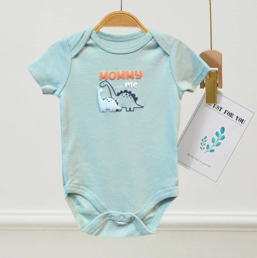 Pack of 3 Baby Dinosaur Puffy Print Pattern Bodysuits - V173G103