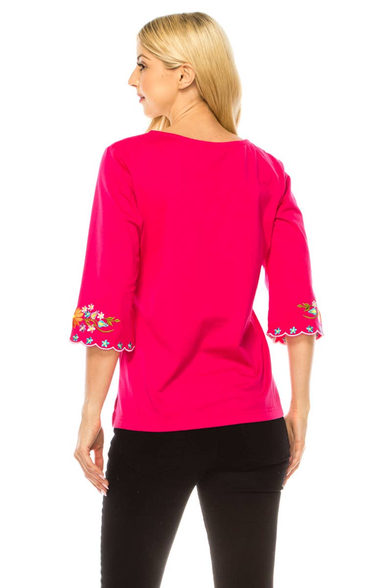 Adult Women's Traditional Embroidered 3 Quarter Sleeve - MT804
