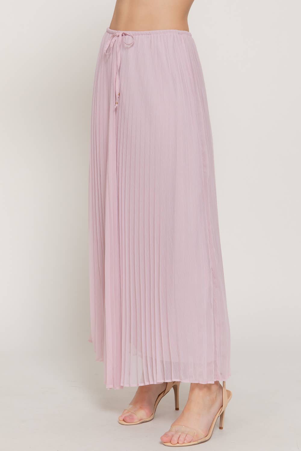 Active USA - Falda larga de gasa con detalle plisado para mujer - S15058