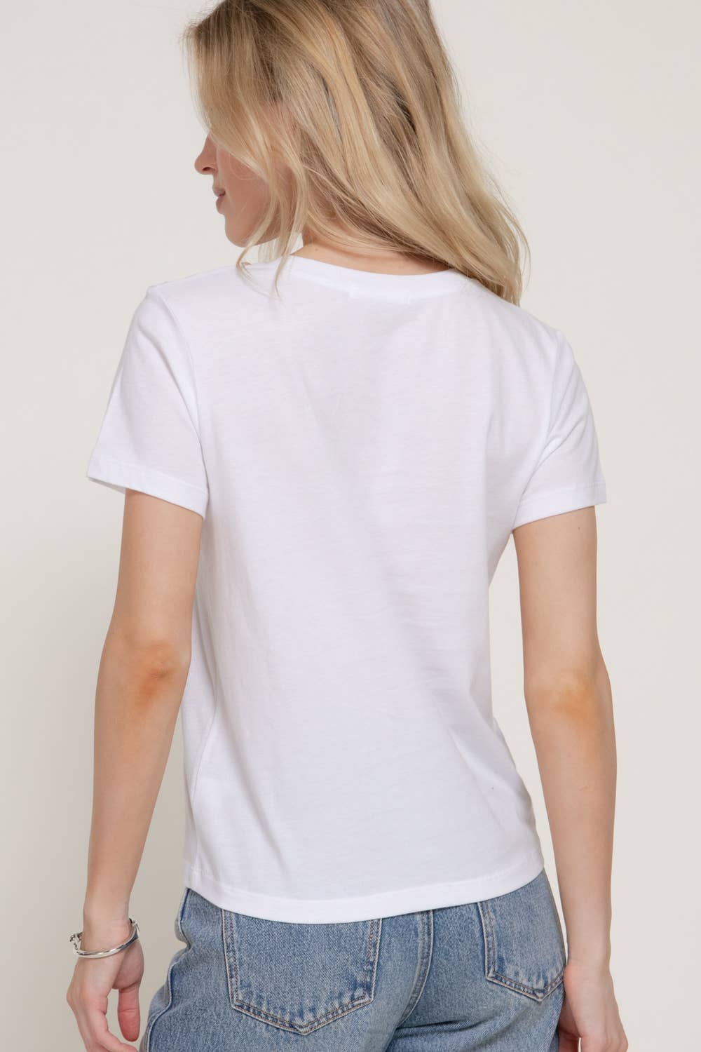 Active USA - Women's Short Sleeve Crew Neck with Rhinestone Tee - T15092