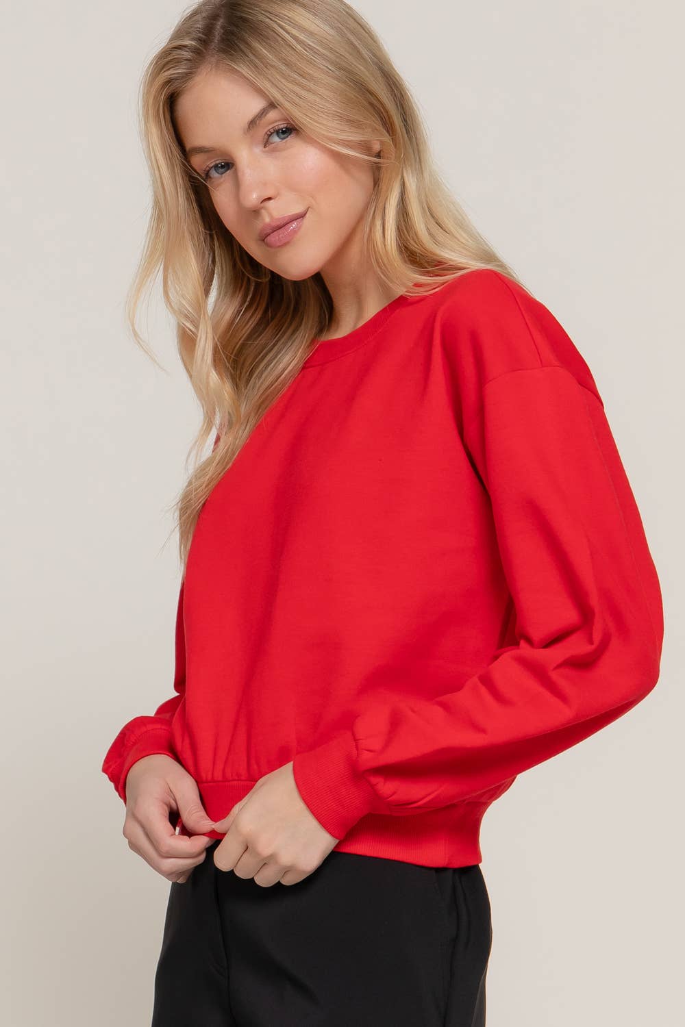 Active USA - Women's Long Sleeve Round Neck Crop SweatShirt - T13736