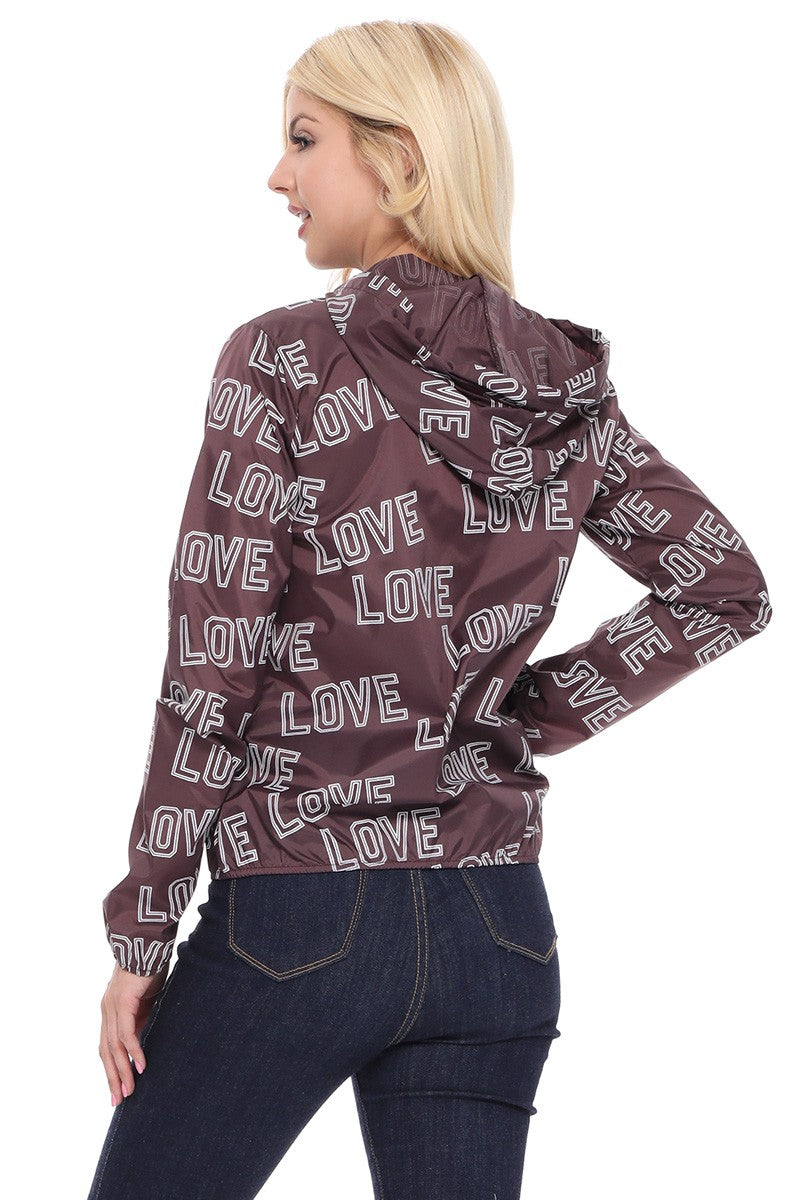 Reflex - Chamarra cortavientos para mujer con estampado Love All-over - JK638