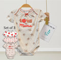 Set of 3 100% Cotton Love Mama Chenille Embroidery Bodysuits