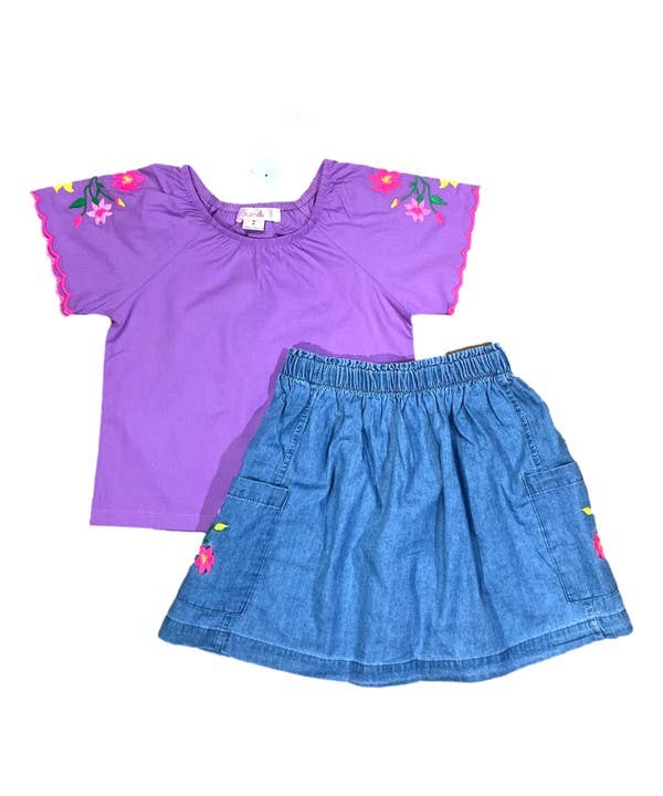 Unik - Conjunto de Falda Bordada para Niñas - SK2294