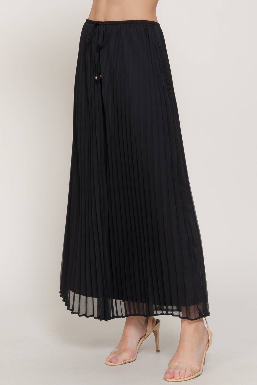 Active USA - Falda larga de gasa con detalle plisado para mujer - S15058