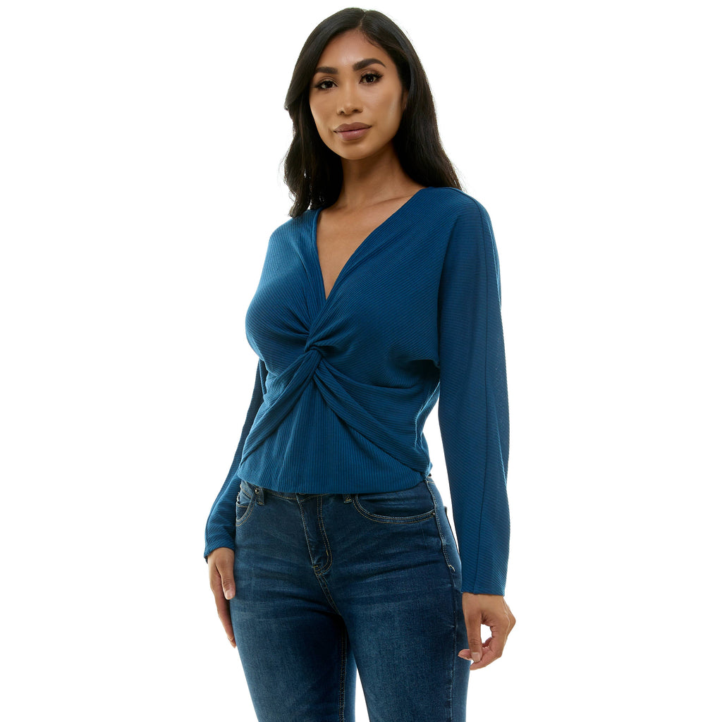 Colección Winslow - Top de punto acanalado con detalle retorcido para mujer - MA13234T36