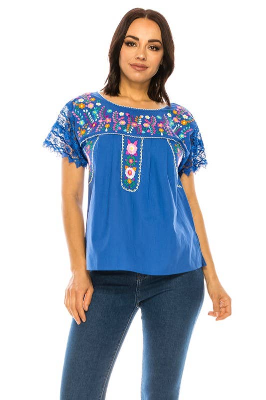 Adult Women's Puebla Traditional Embroidered Blouse - MT802