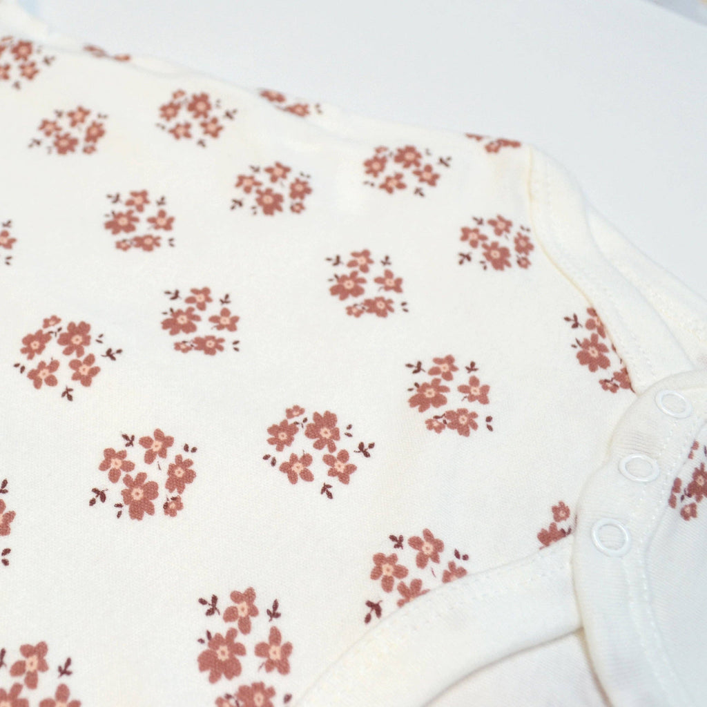 Conjunto de 3 bodis de chenilla floral bordada 100% algodón - B173H203