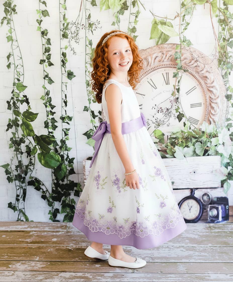 Unik - Vestido Babydoll Lavanda con Bordado Floral para Niñas - FD16305