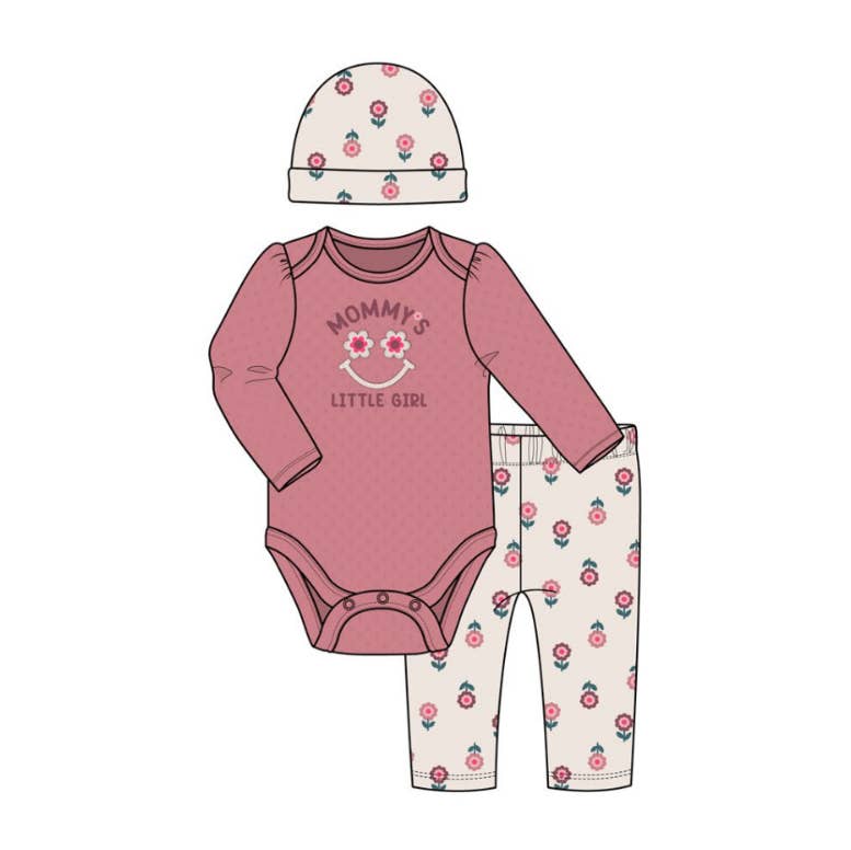 Baby 3pcs Chenille Applique Bodysuit Hat Pants Set