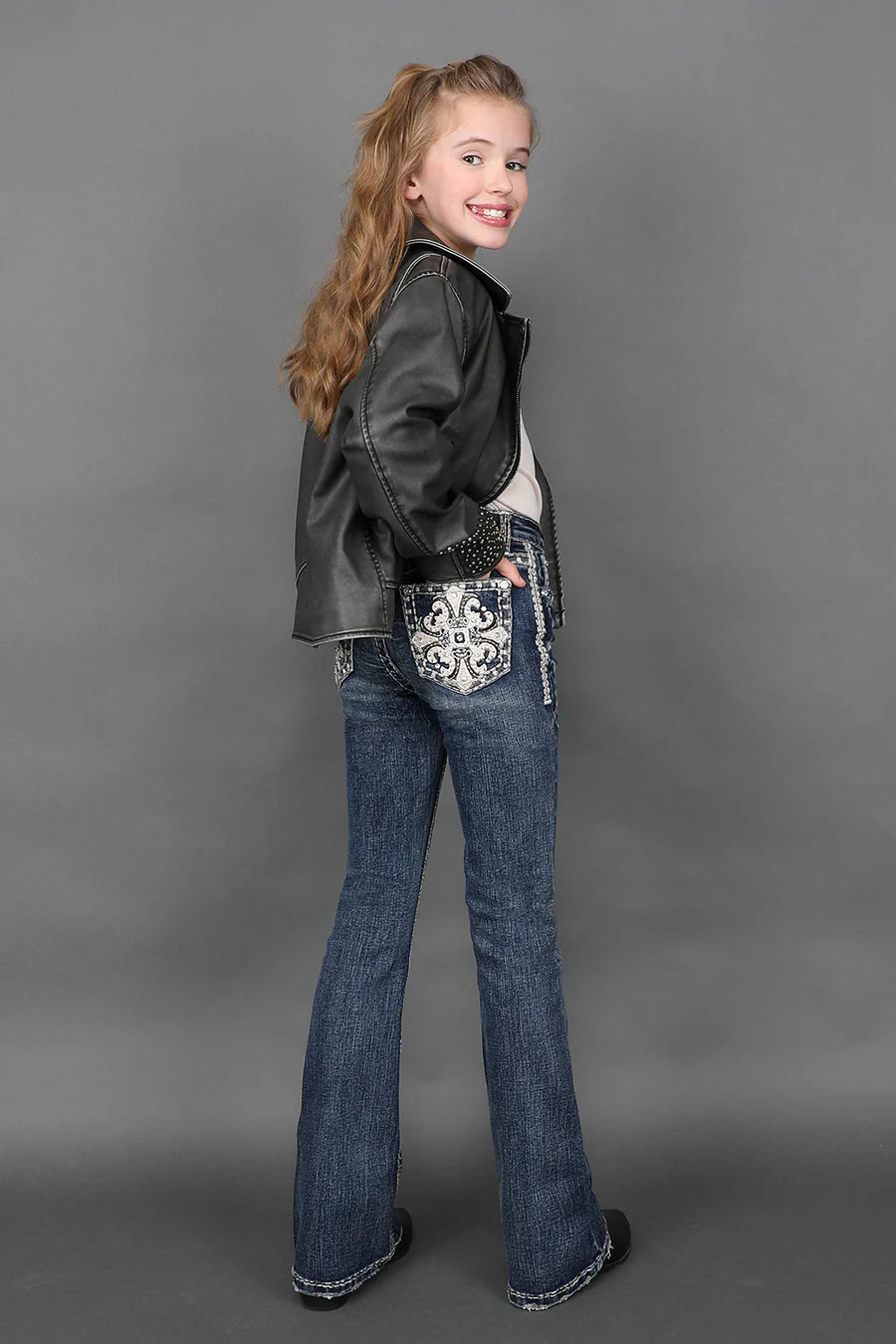 Sexy Couture - Jeans acampanados bordados para niña - A1135-PB-K
