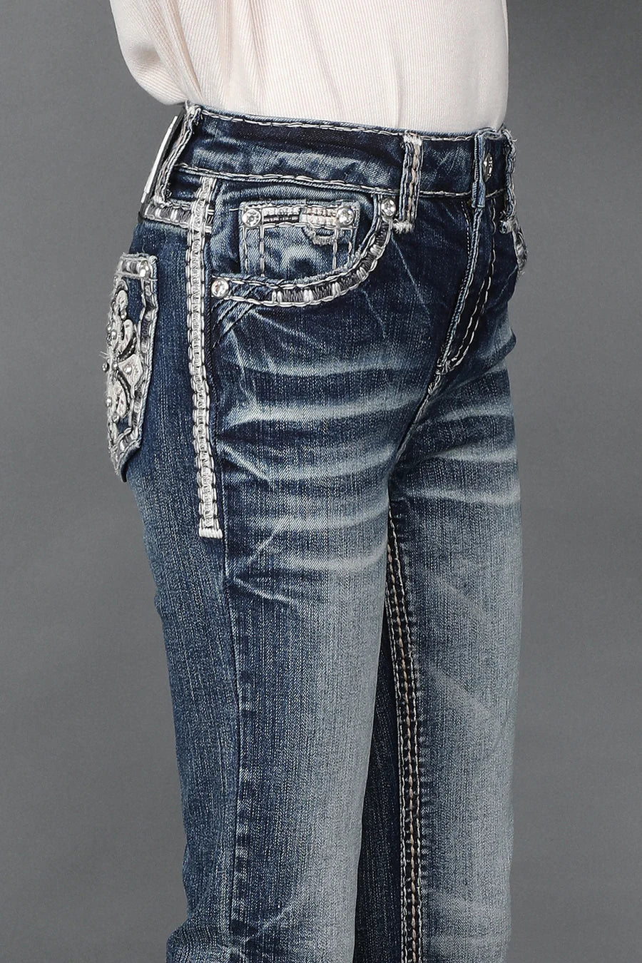 Sexy Couture - Jeans acampanados bordados para niña - A1135-PB-K