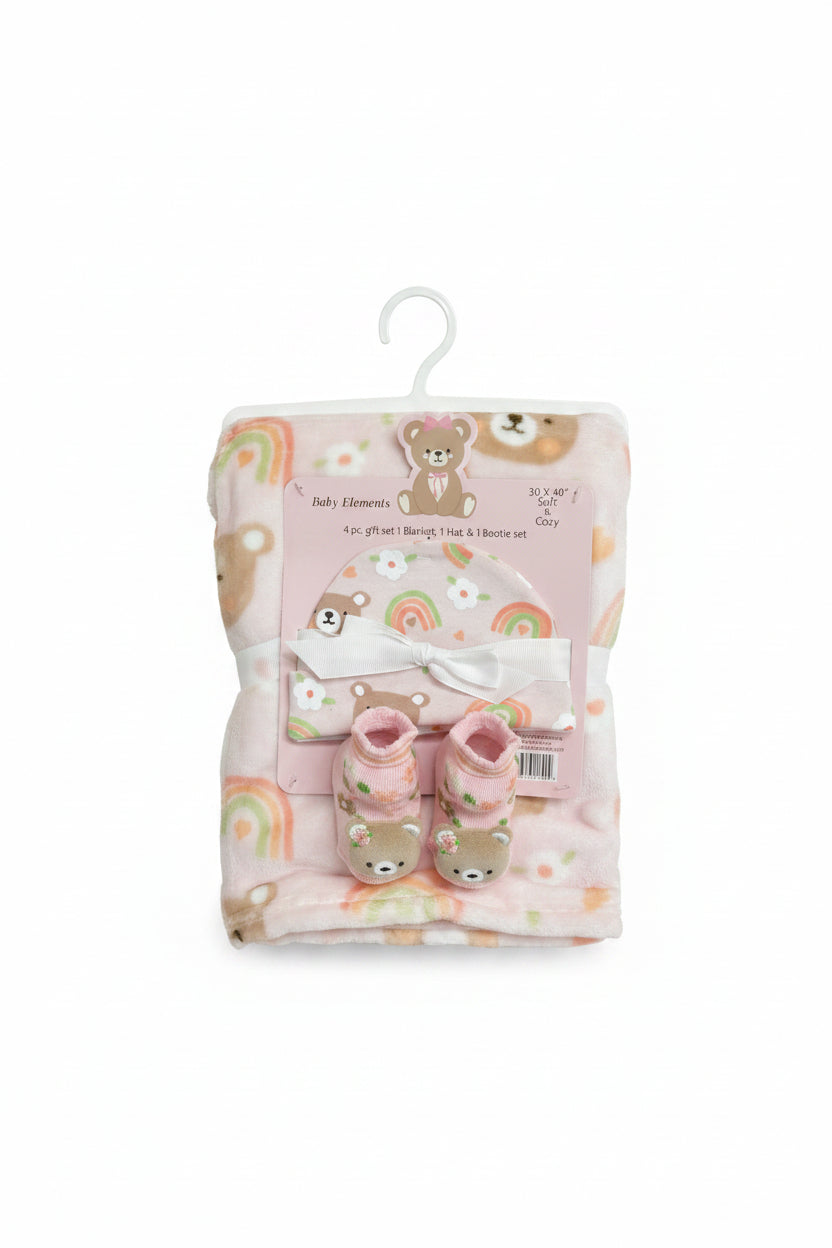 Baby Elements - Teddy Bear Blanket, Hat and Bootie Set - GHBB118
