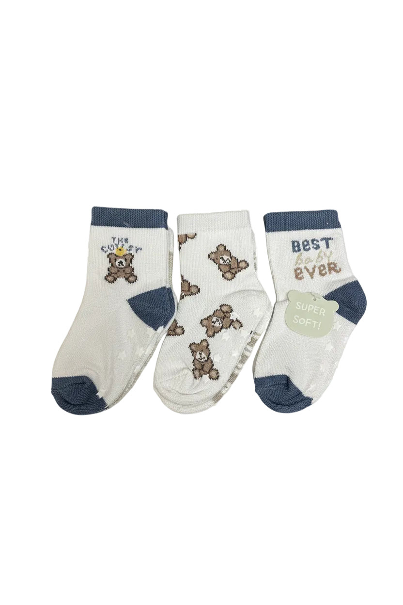 Infant Boy's 6 Pack Socks with Teddy Bears Print -JBXE44067-I