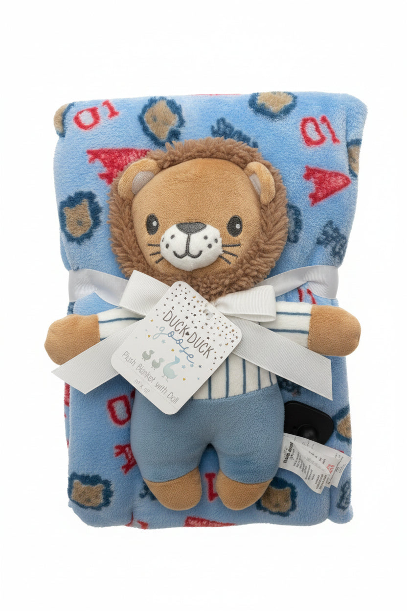 Duck Duck Goose Lion Plush Blanket with Doll- D09768