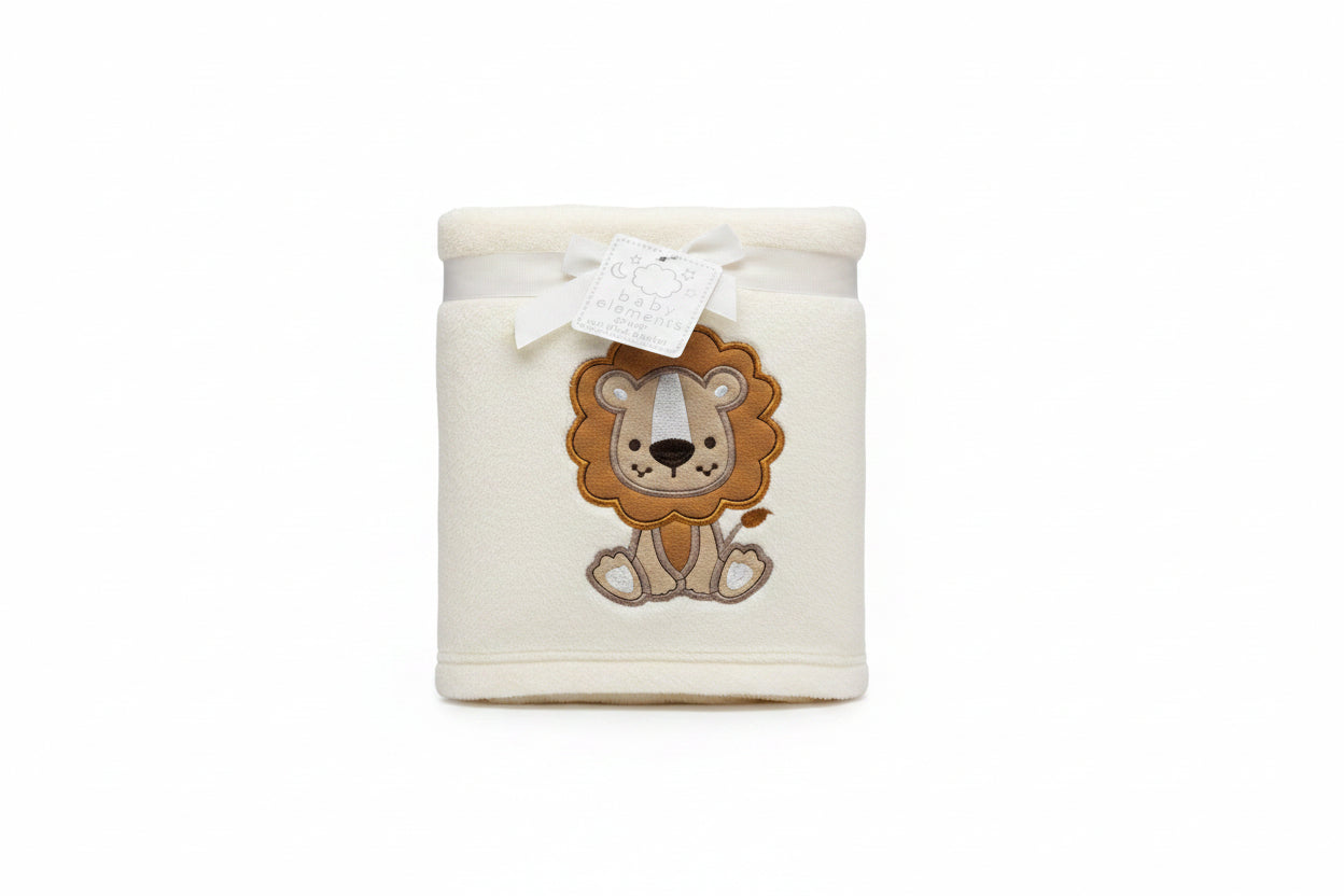 Baby Elements - Boy's Cream Blanket with Brown Lion - FAB164
