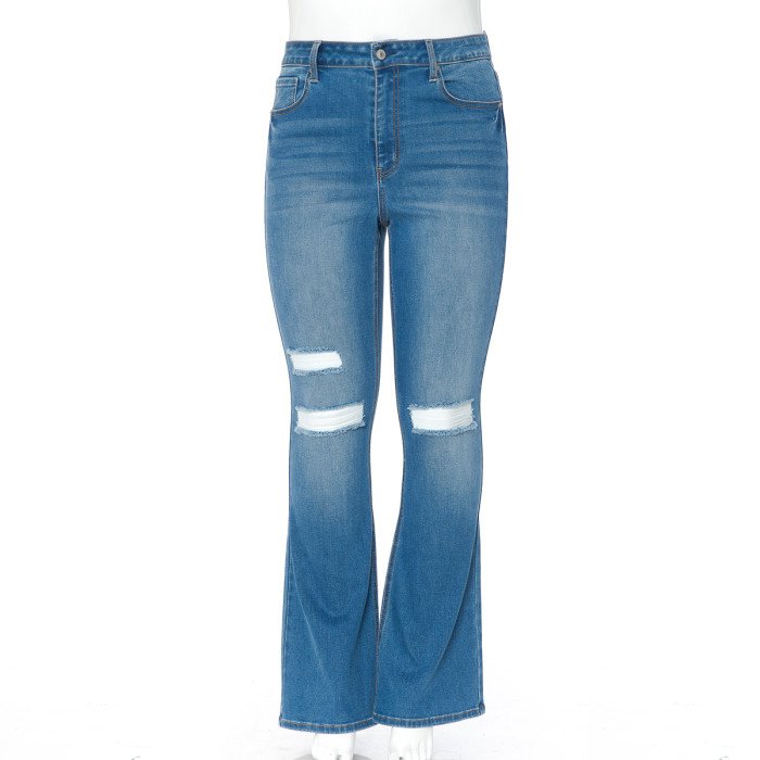 Wax Jean - Women's Destructed Flare Jean [Plus] - 90261XL