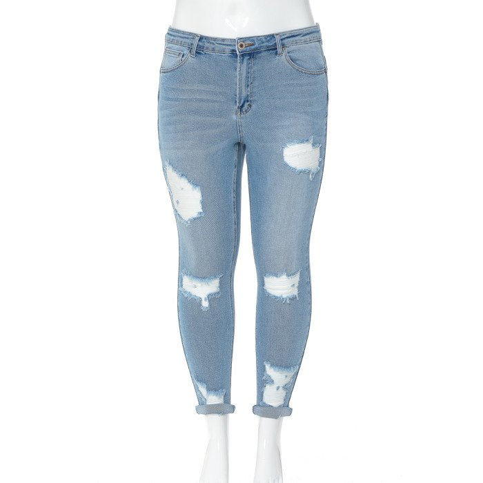 Wax Jean - Woman's Destructed High Rise Push Up Jeans [Plus Size] - 90205XL