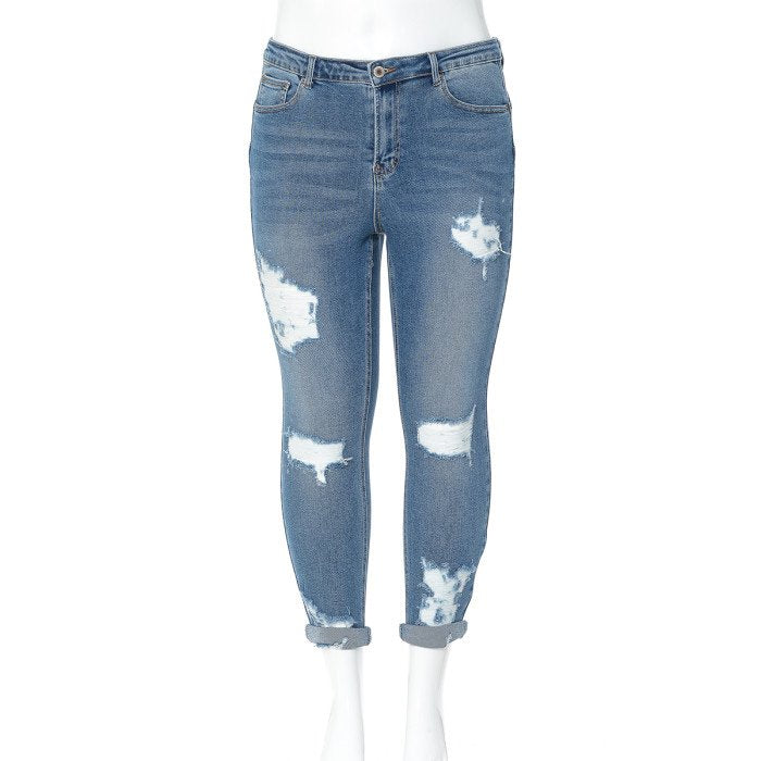 Wax Jean - Woman's Destructed High Rise Push Up Jeans [Plus Size] - 90205XL