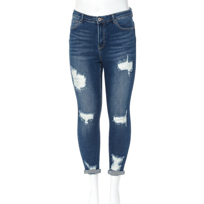 Wax Jean - Woman's Destructed High Rise Push Up Jeans [Plus Size] - 90205XL