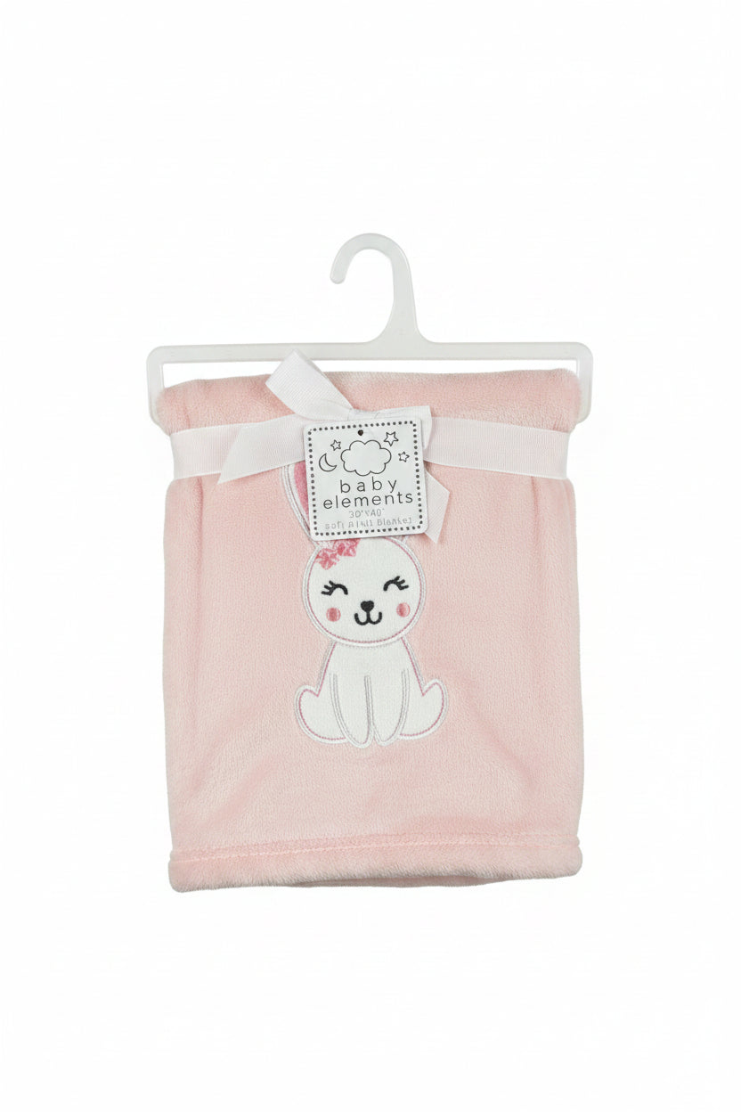 Baby Elements - Girl's Pink Blanket with White Bunny - FAB158