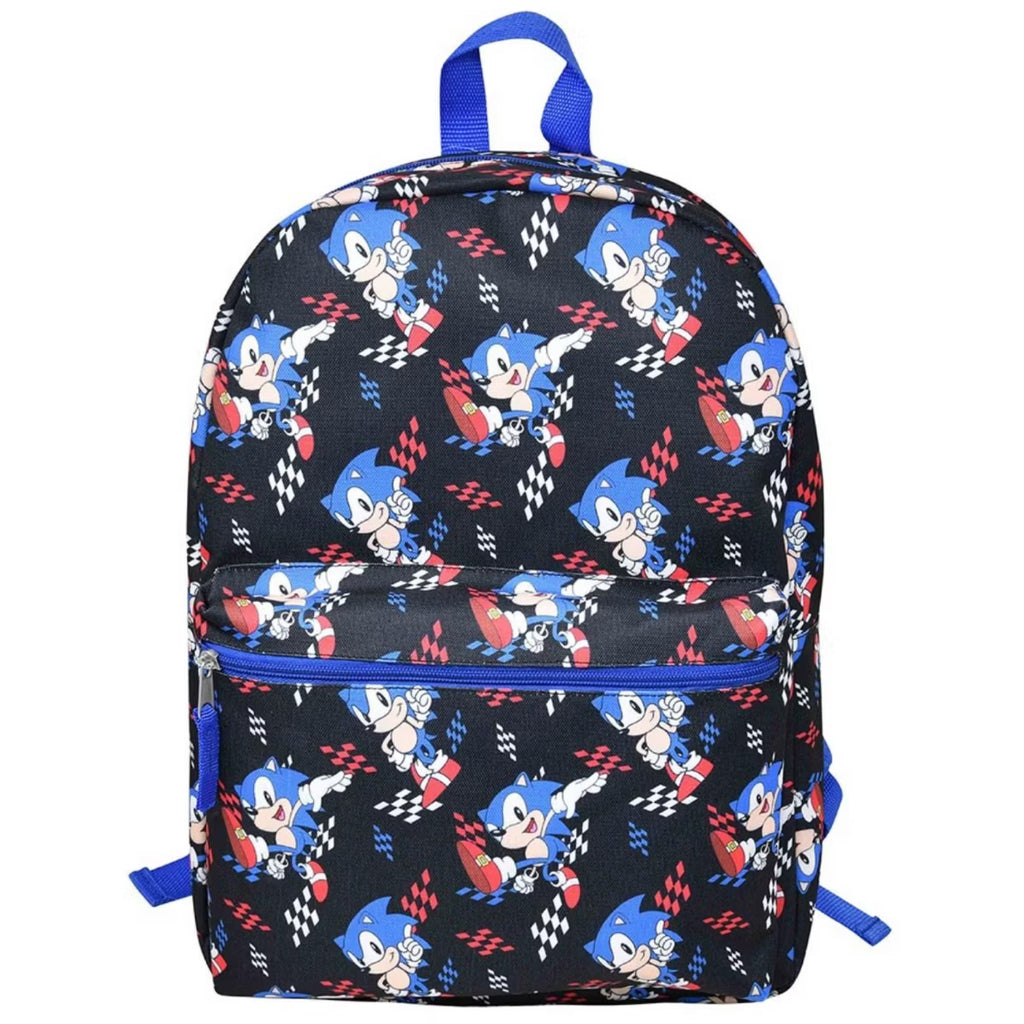 Sonic the Hedgehog Black All Over Print 16" Backpack - ENPR