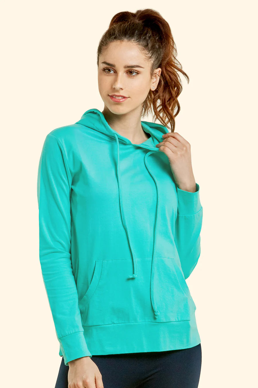 Sofra Ladies Single Jersey Pullover Hoodie - HDC7001A