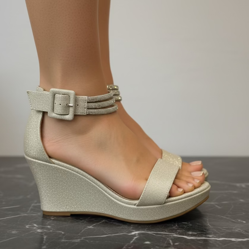 Smartty - Sandalias de cuña con tira en el tobillo para mujer - DENIS-023W