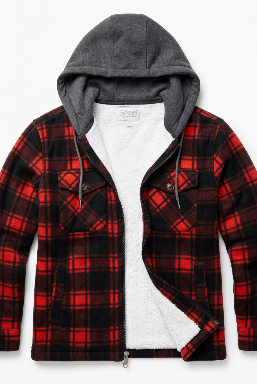 Special One Women's Sherpa Plaid Hoodie Jacket - LP224