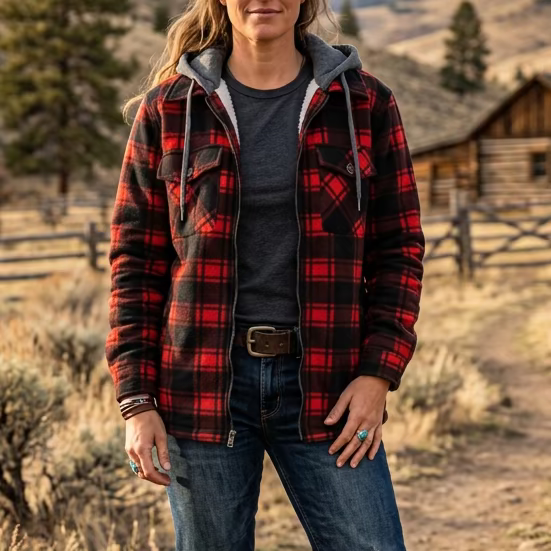 Special One Women's Sherpa Plaid Hoodie Jacket - LP224