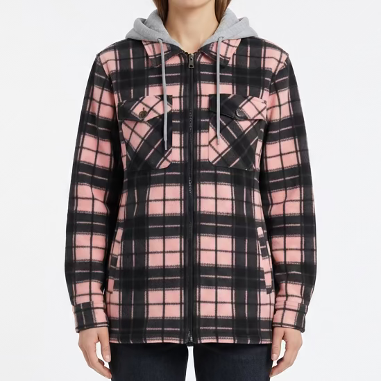 Special One Women's Sherpa Plaid Hoodie Jacket - LP224