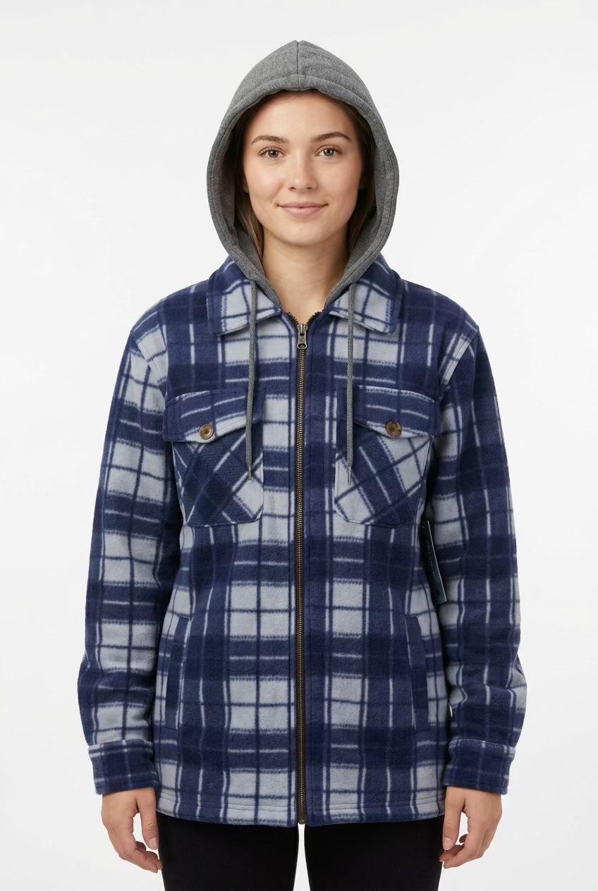 Special One Women's Sherpa Plaid Hoodie Jacket - LP224