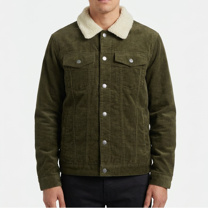 Giant Garments Men's Sherpa Corduroy Trucker Jacket - BGJKT032CS