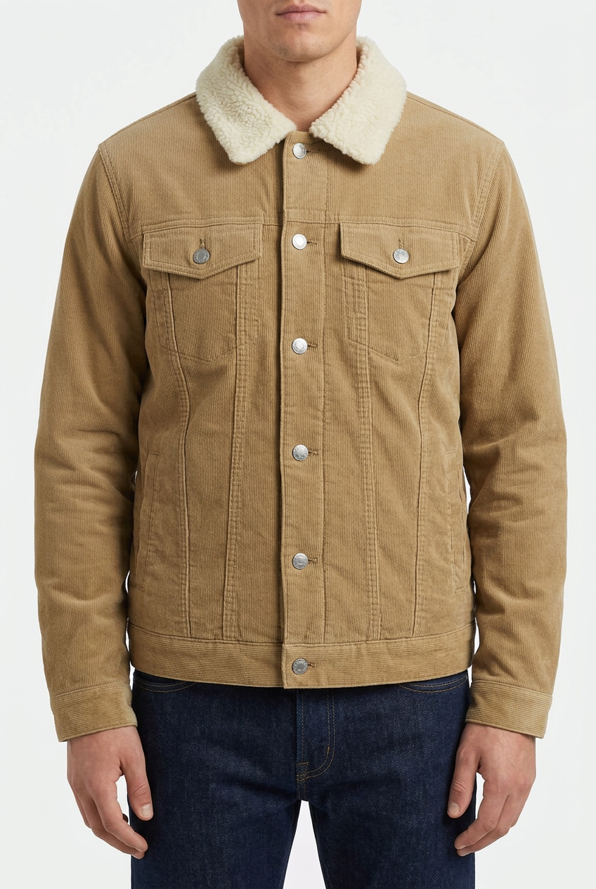 Giant Garments Men's Sherpa Corduroy Trucker Jacket - BGJKT032CS